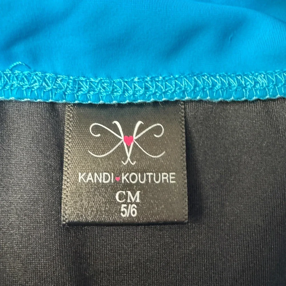 Kandi Kouture Girls Blue Flutter Ruffle Sleeve Leotard Size CM 5/6